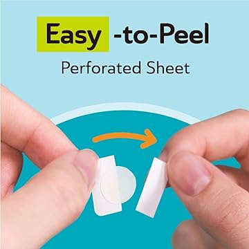A close-up of hands peeling a white perforated sheet from a blue backing, with the text 'Easy-to-Peel Perforated Sheet' at the top on a light blue background.
