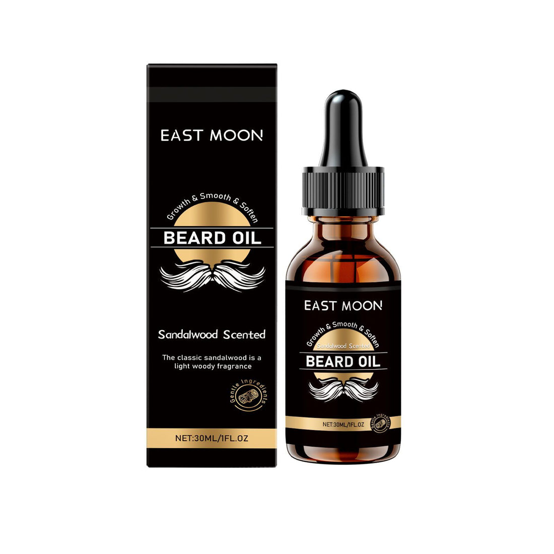 Beard oil bottle showing the front product label