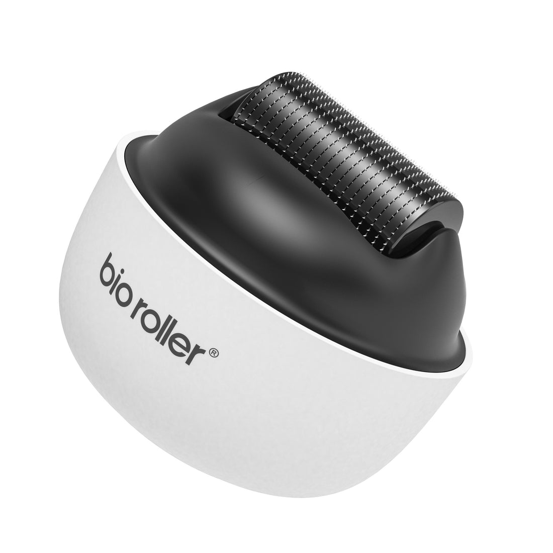 Black and white Bio Roller device on a white background