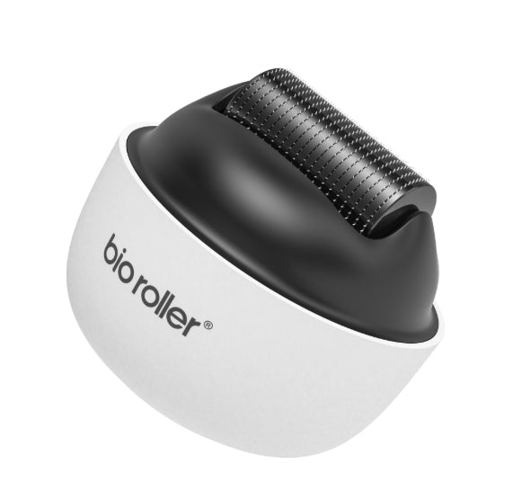 Black and white bio roller on a white background
