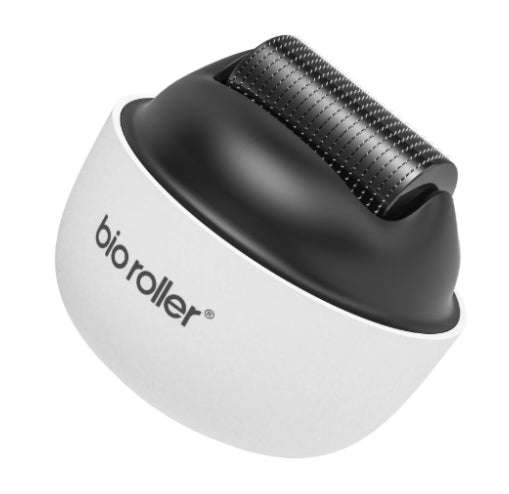 Black and white bio roller on a white background