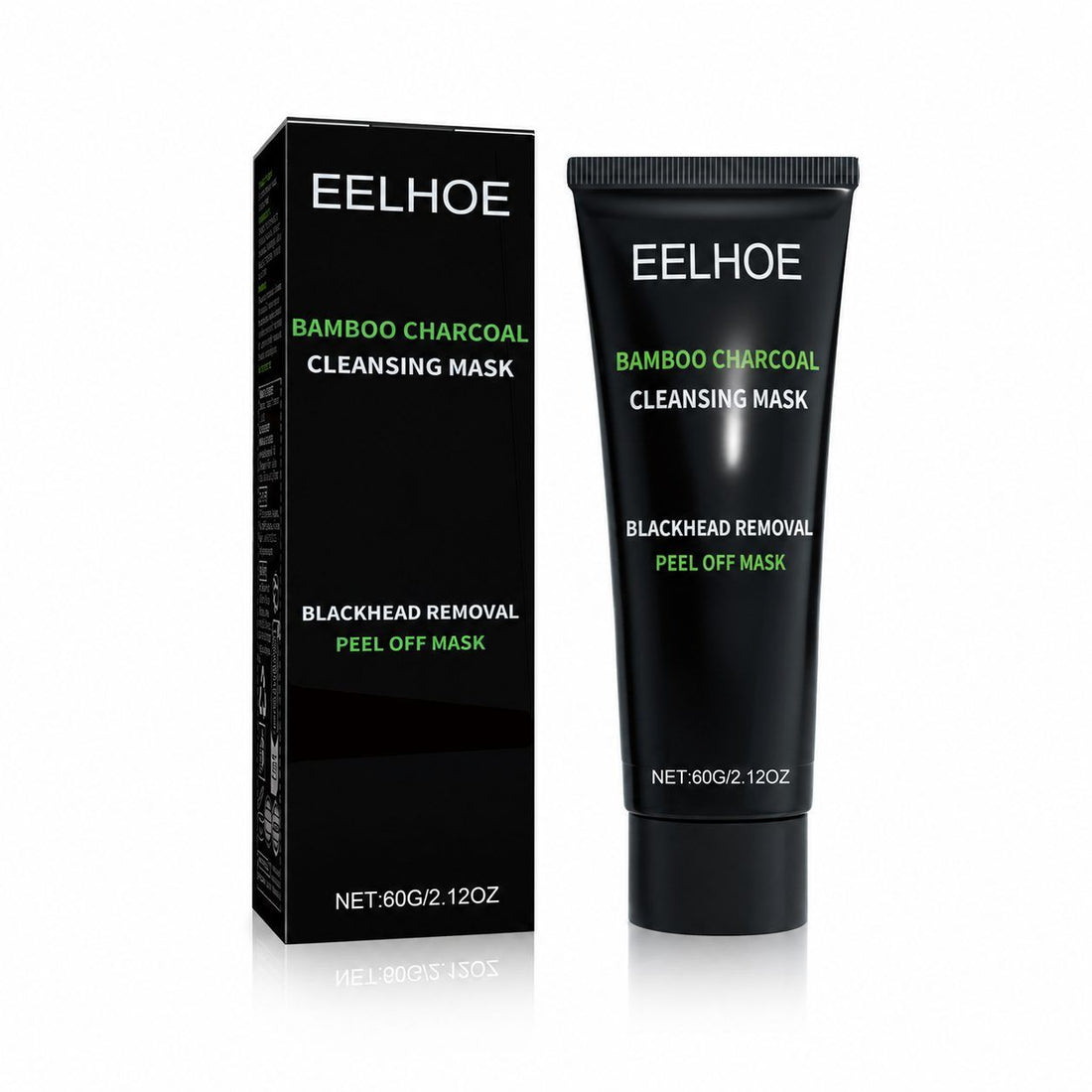 EELHOE Bamboo Charcoal Cleansing Mask shown with its black retail box and black squeeze tube on a white background.