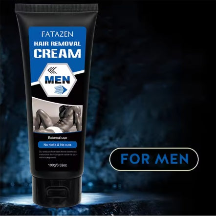 Fatazen hair removal cream for men on a dark background