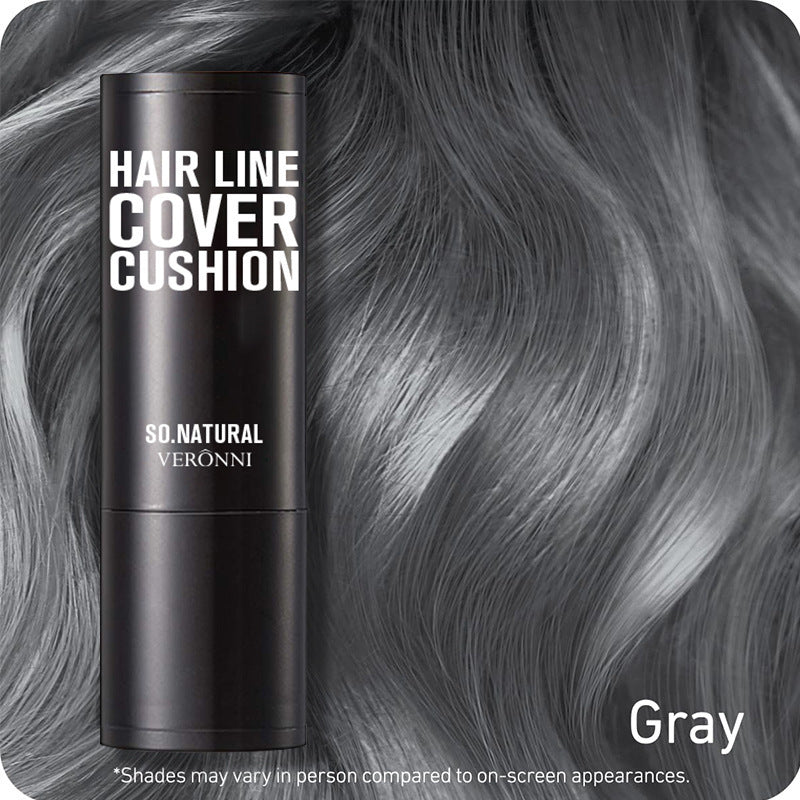 Hair line cover cushion packaging with gray hair background