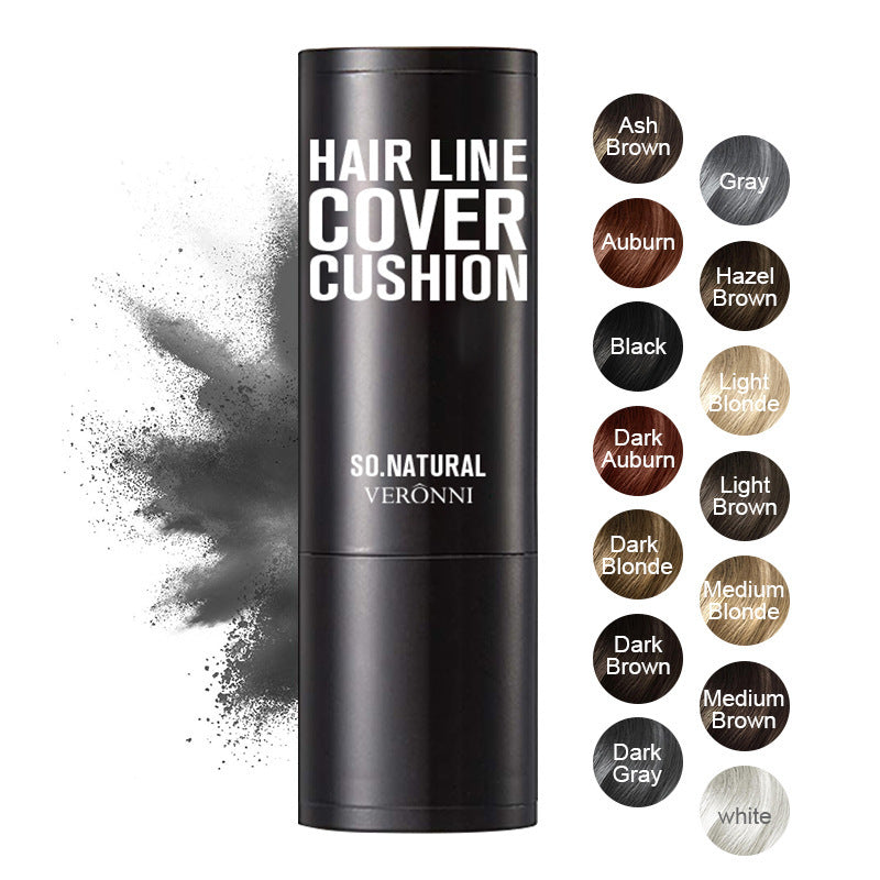 Hair line cover cushion packaging with color options on a white background