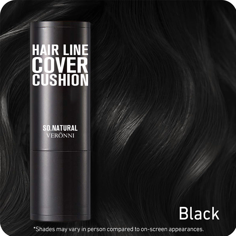 Hair line cover cushion container with 'SO. NATURAL VERONNI' branding against a black hair background.