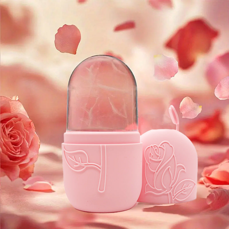 Pink case with rose design on a soft floral background