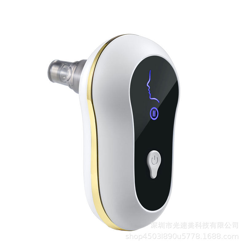 White and gold Bluetooth earpiece on a white background