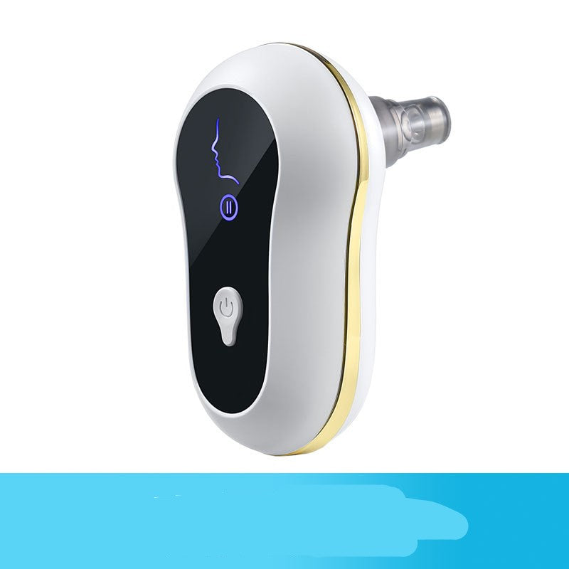 White and gold Bluetooth earbud on a white background