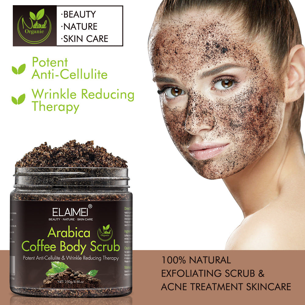 Coffee exfoliating body scrub for everyday body-care routines