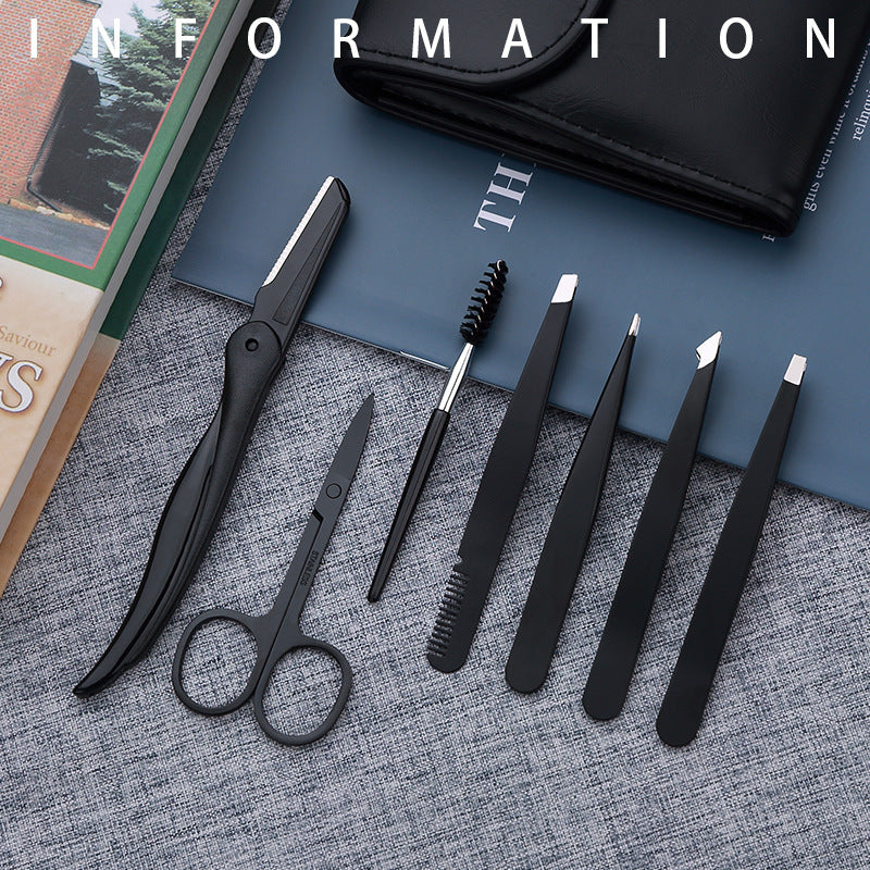 Eyebrow trimming tools arranged on a clean background