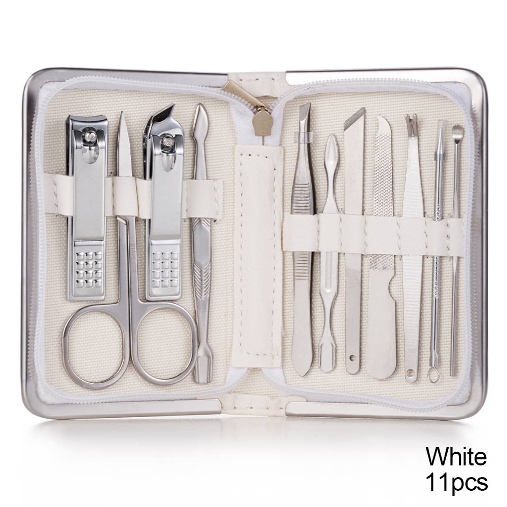 Complete manicure kit displayed with its storage case