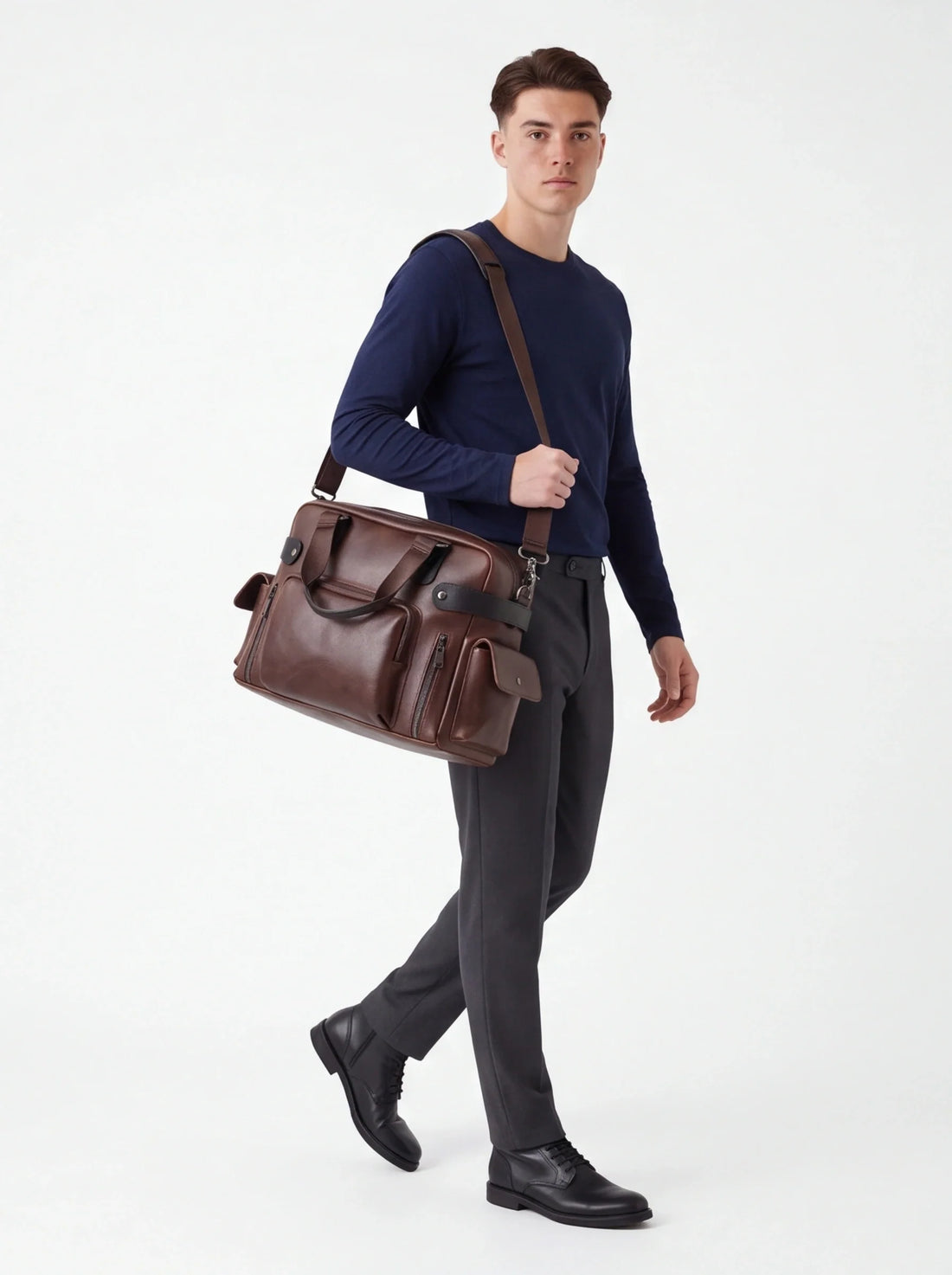 Crazy Horse Leather Crossbody Travel Bag