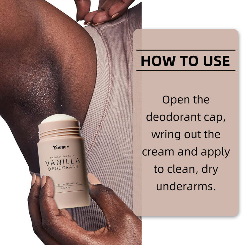 Body deodorant stick displayed in its product packaging