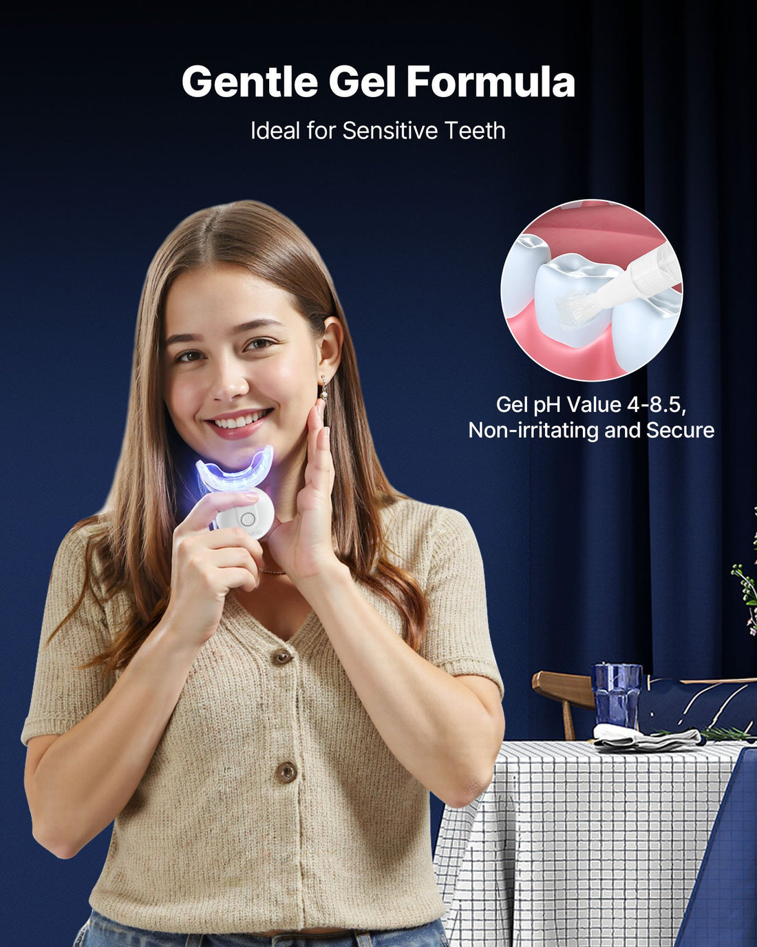 LED tooth whitening kit displayed