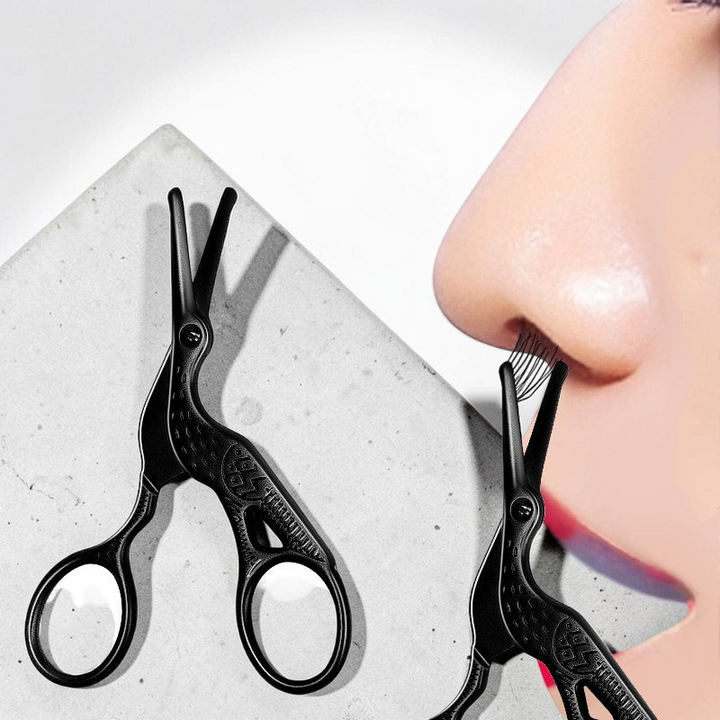 TheGromify black ergonomic nose hair trimming scissors with safety rounded tips for precise and painless grooming