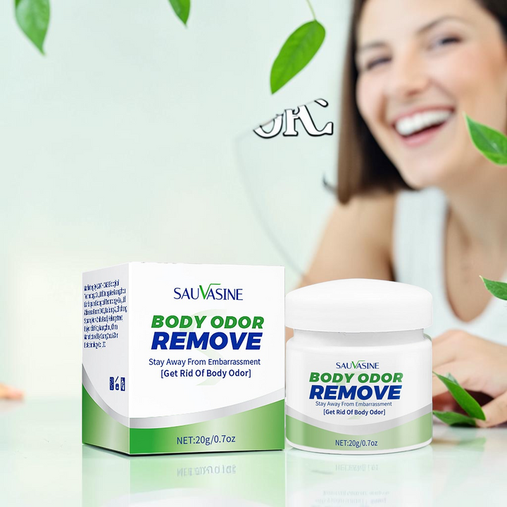 TheGromify body odour control cream in a compact 20g jar and box, featuring a fresh, skin-calming formula.