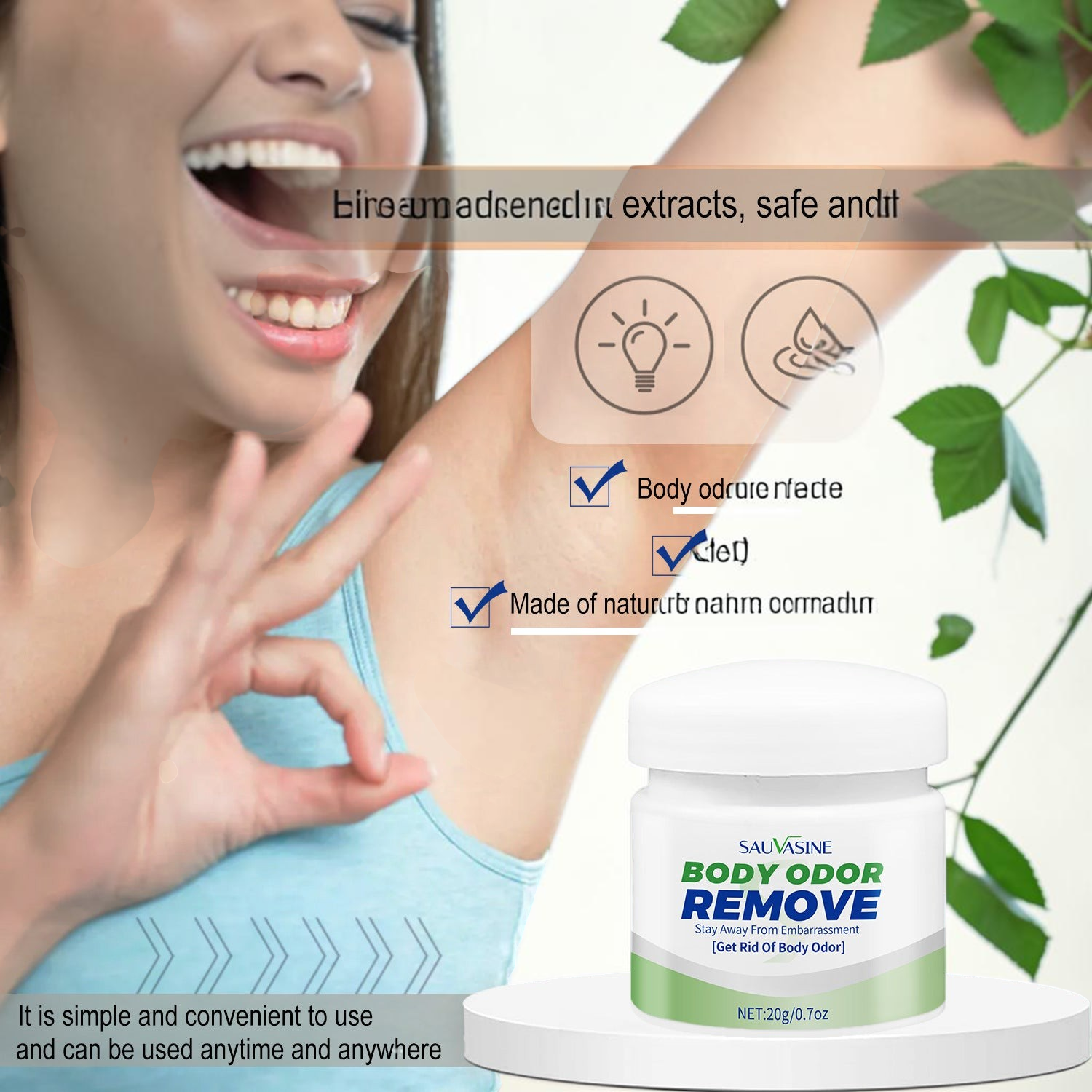TheGromify body odour control cream in a compact 20g jar for long-lasting freshness and skin hydration.