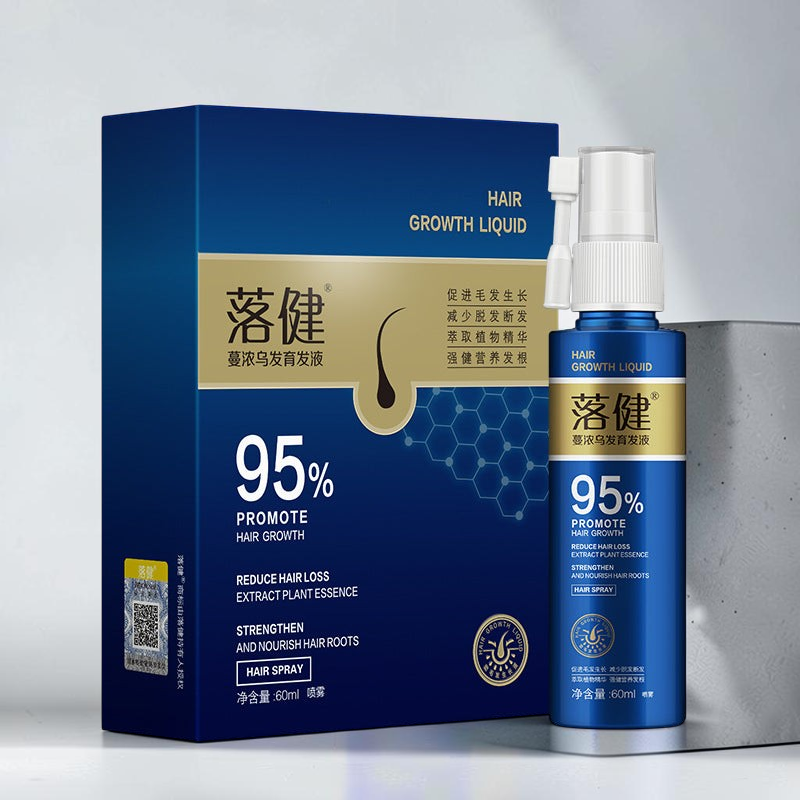 TheGromify Hairline Strengthening Lotion spray bottle and box, a blue hair growth treatment for thinning hair.