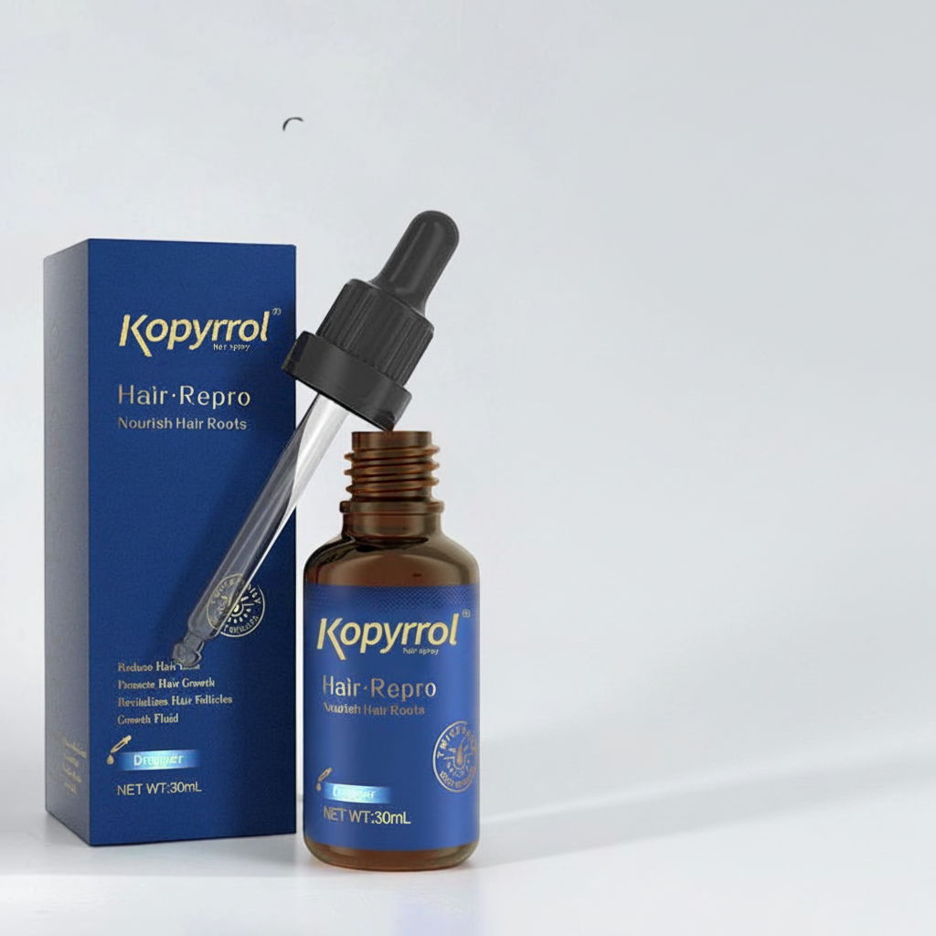 TheGromify Kopyrrol Hair-Repro strengthening lotion bottle and box for hairline thinning treatment