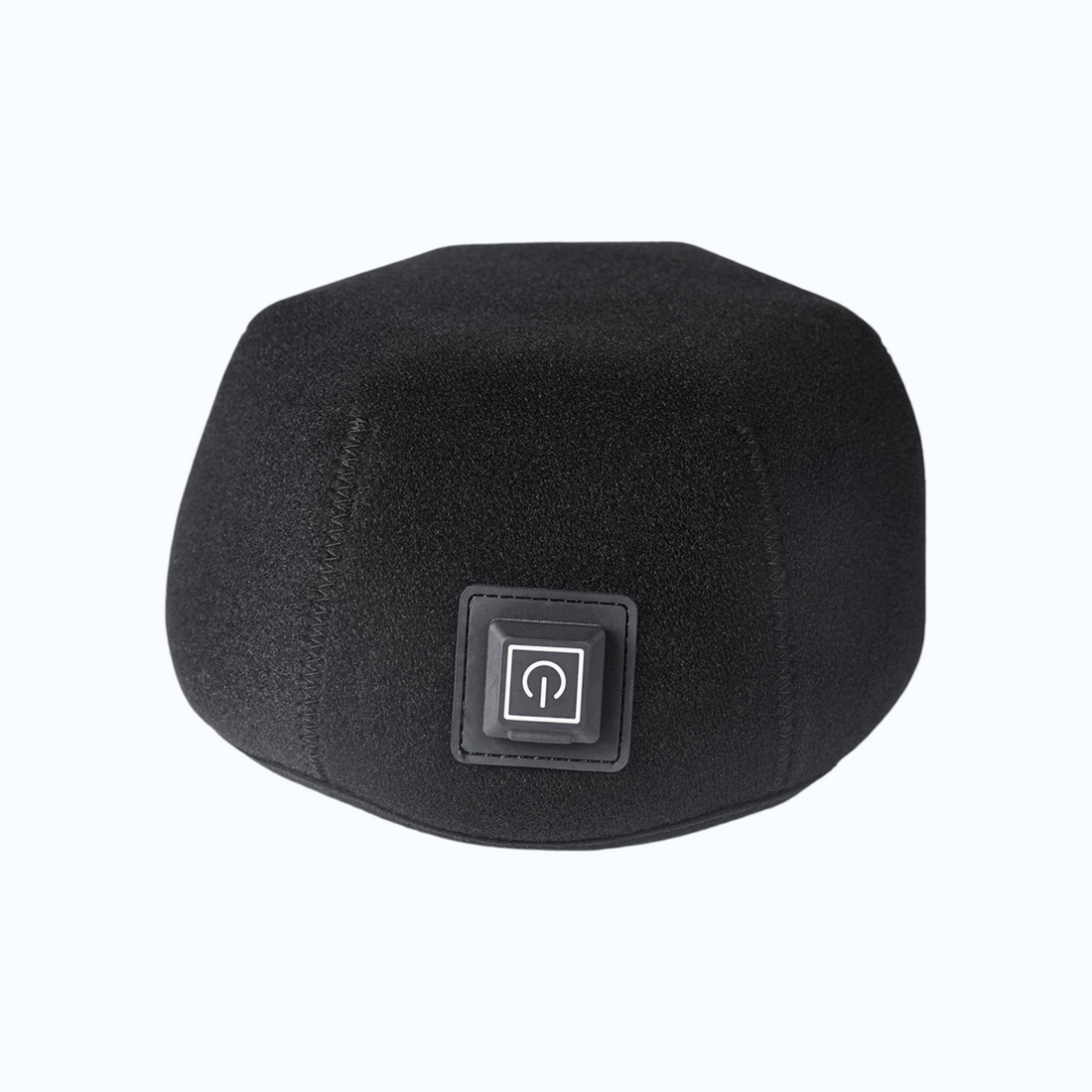 TheGromify infrared LED hair growth cap in black with a central power button for hands-free red light therapy.