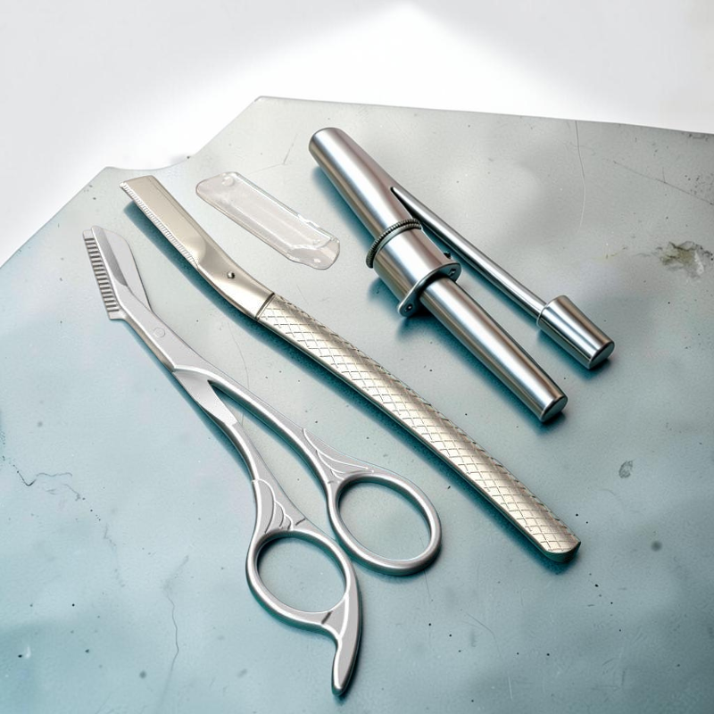 TheGromify precision brow and facial scissors with integrated comb and rounded safety tip in surgical-grade steel