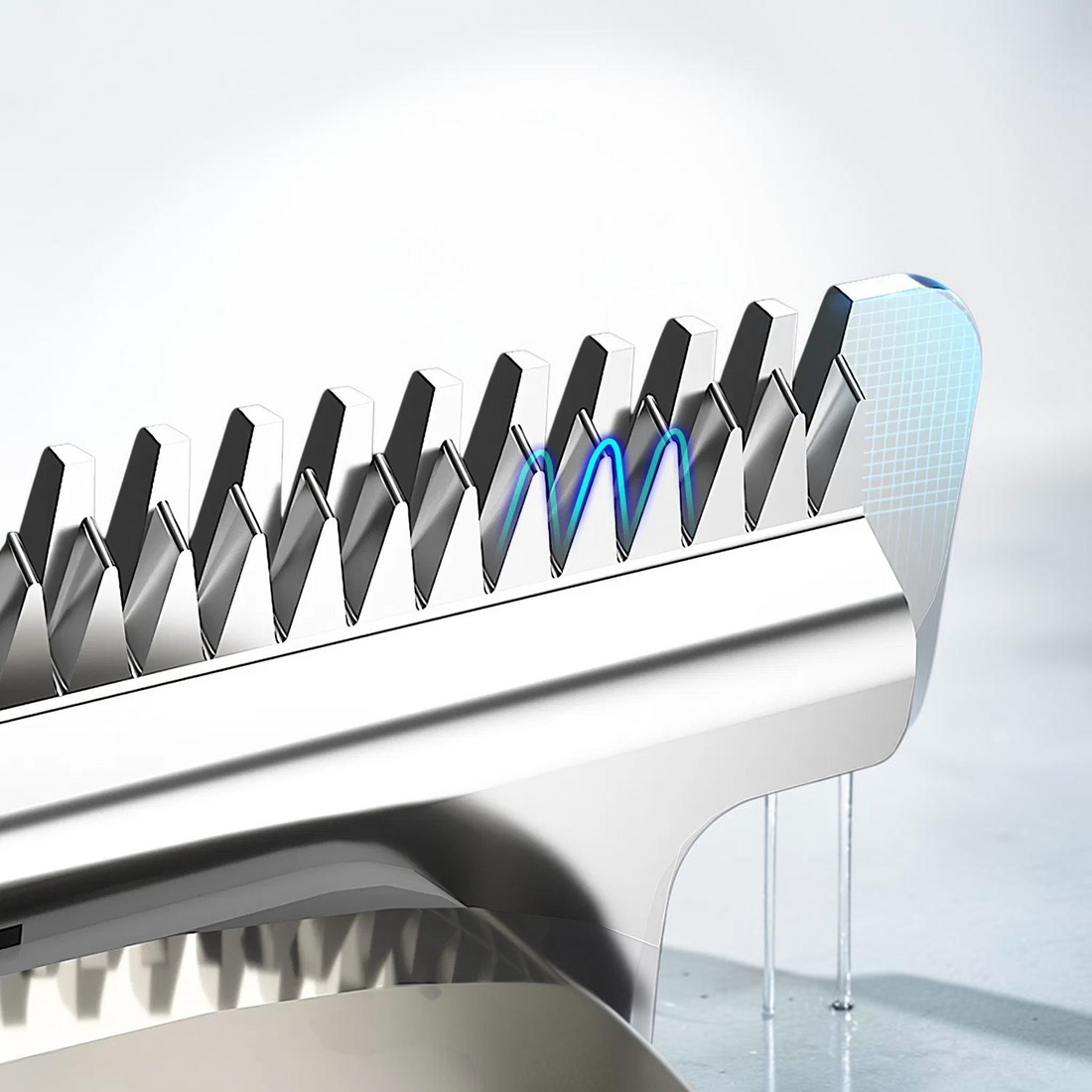 TheGromify 5-in-1 waterproof grooming trimmer blade attachment with precision metal teeth and blue light detail