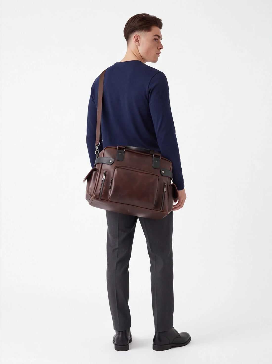 Crazy Horse Leather Crossbody Travel Bag