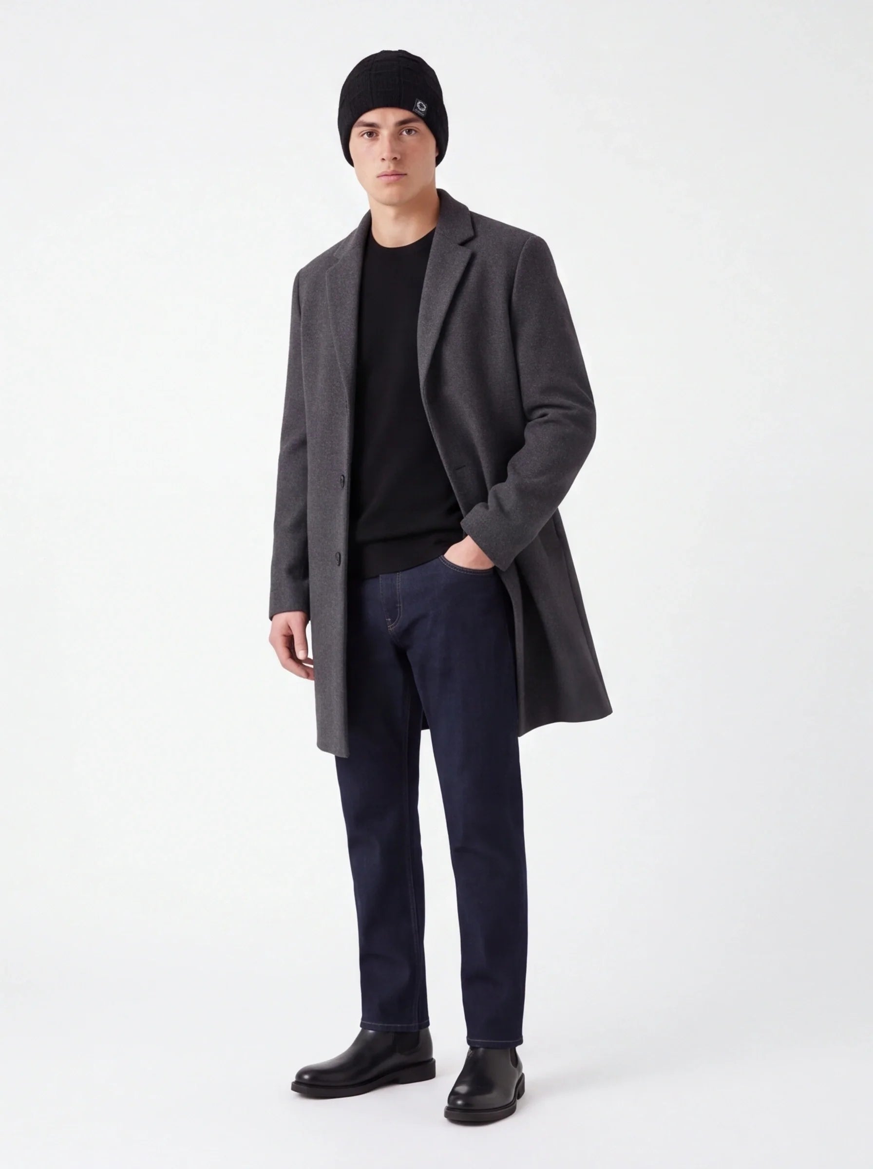 Thick Woolen Knit Beanie for Men