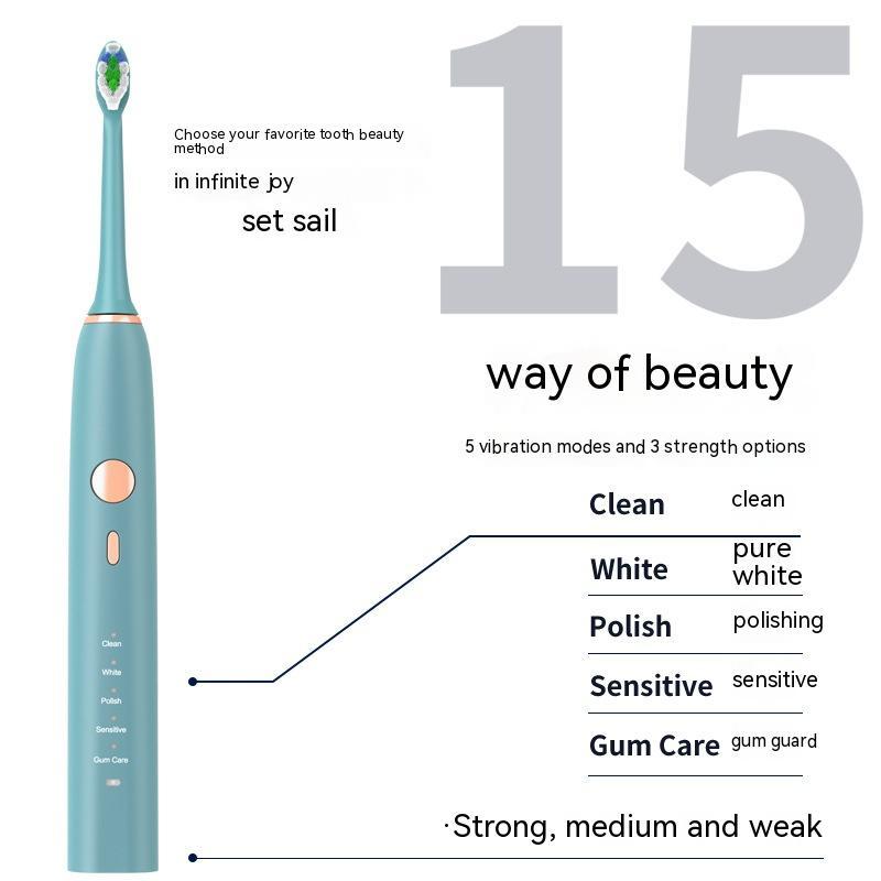 Wireless charging toothbrush displayed with its brush head